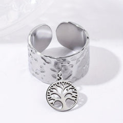 Steel Tree Of Life Open Ring Vintage Classic Romantic Ring