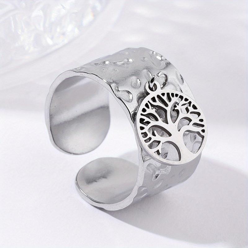 Steel Tree Of Life Open Ring Vintage Classic Romantic Ring