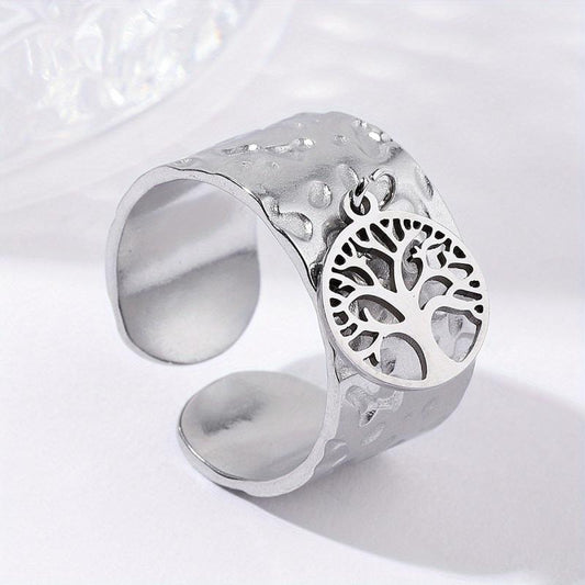 Steel Tree Of Life Open Ring Vintage Classic Romantic Ring