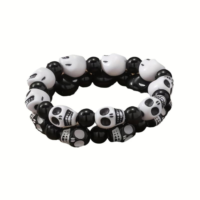Halloween Skull Head Beaded Bracelets Set