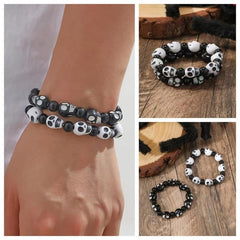 Halloween Skull Head Beaded Bracelets Set