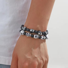 Halloween Skull Head Beaded Bracelets Set