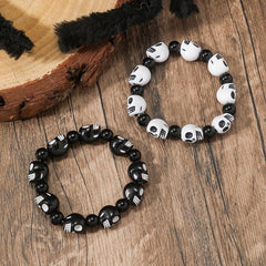 Halloween Skull Head Beaded Bracelets Set