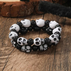 Halloween Skull Head Beaded Bracelets Set