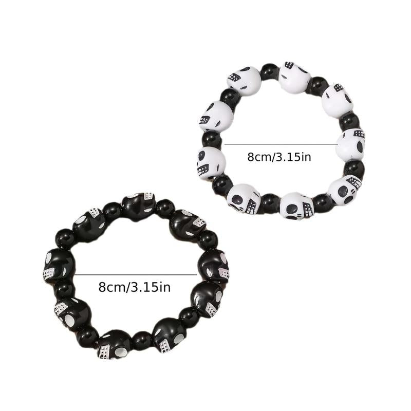 Halloween Skull Head Beaded Bracelets Set
