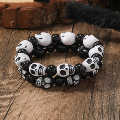 Halloween Skull Head Beaded Bracelets Set