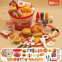 Kids Pretend Kitchen Fast Food Cooking Set Toy