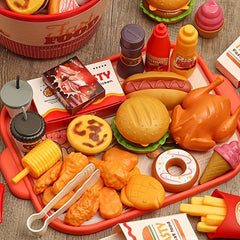 Kids Pretend Kitchen Fast Food Cooking Set Toy