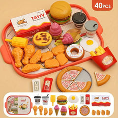 Kids Pretend Kitchen Fast Food Cooking Set Toy