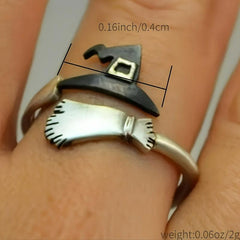 Retro Witch Hat Adjustable Party Ring Halloween Accessory