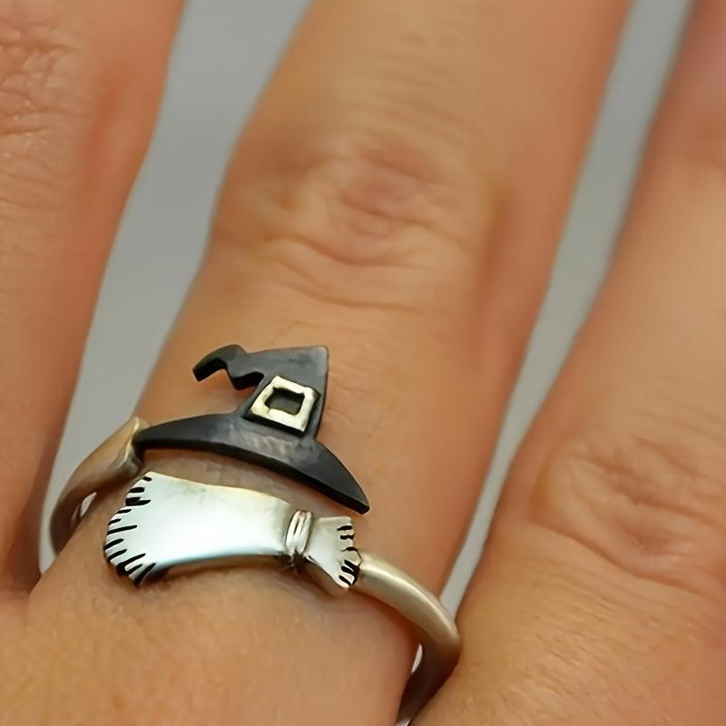 Retro Witch Hat Adjustable Party Ring Halloween Accessory
