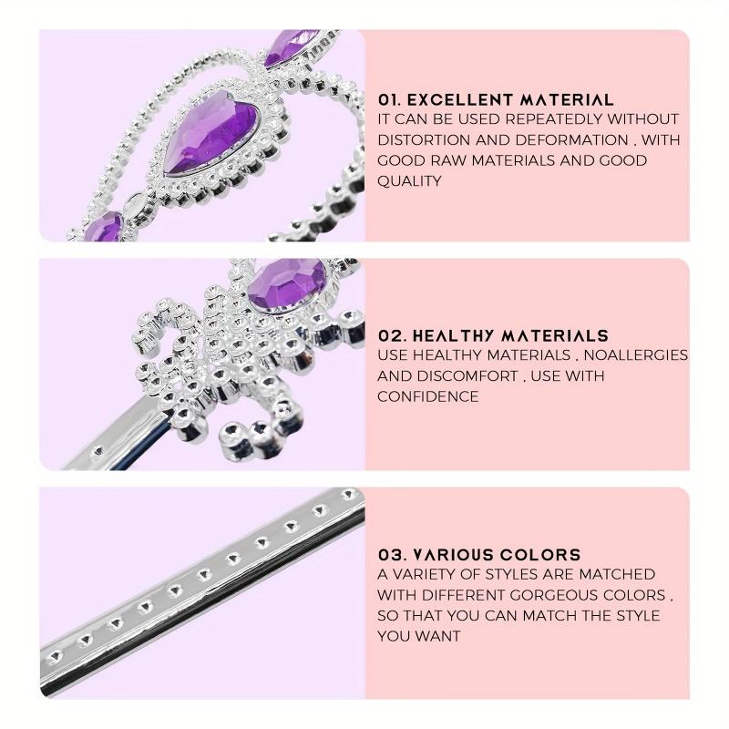 4 Fairy Wand 32 cm Girls Princess Wand Heart-Shaped Crystal Princess Wands
