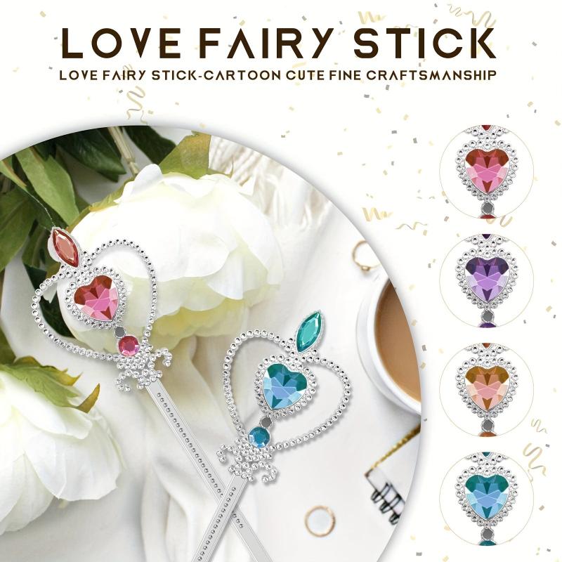 4 Fairy Wand 32 cm Girls Princess Wand Heart-Shaped Crystal Princess Wands