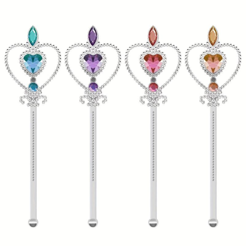 4 Fairy Wand 32 cm Girls Princess Wand Heart-Shaped Crystal Princess Wands