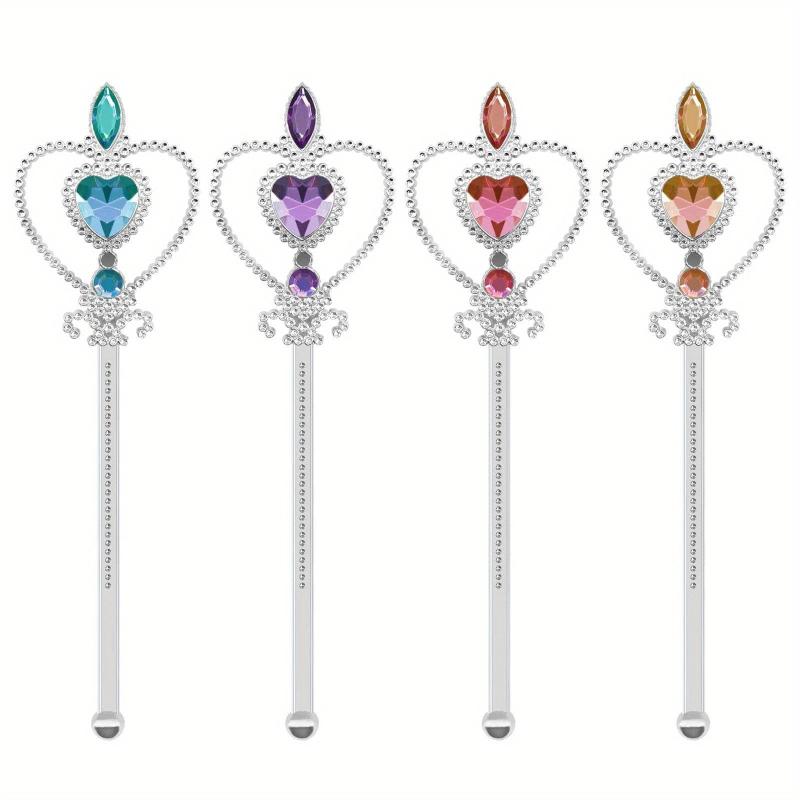 4 Fairy Wand 32 cm Girls Princess Wand Heart-Shaped Crystal Princess Wands