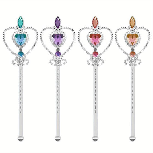 4 Fairy Wand 32 cm Girls Princess Wand Heart-Shaped Crystal Princess Wands
