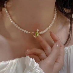Faux Pearl Tulip Bracelet Flower Necklace Set