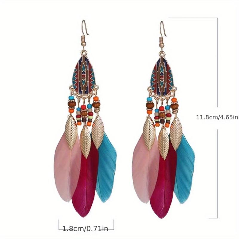 Boho Feather Tassel Earrings - Stylish and Versatile Jewelry