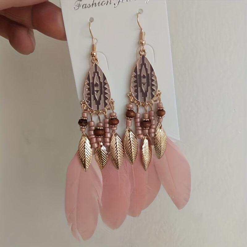Boho Feather Tassel Earrings - Stylish and Versatile Jewelry