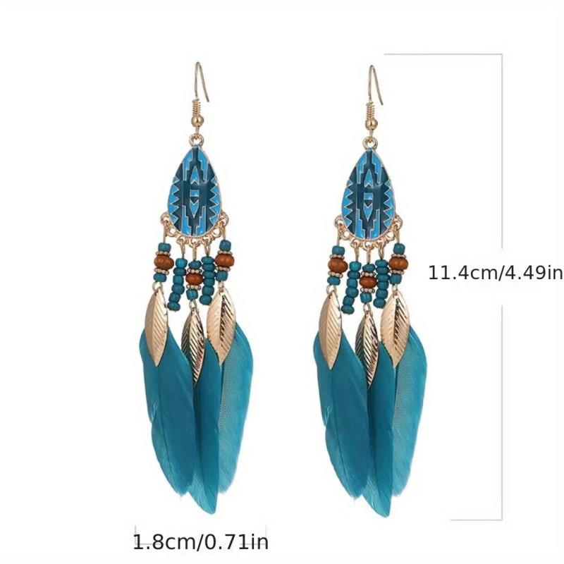 Boho Feather Tassel Earrings - Stylish and Versatile Jewelry