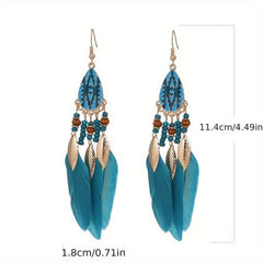 Boho Feather Tassel Earrings - Stylish and Versatile Jewelry