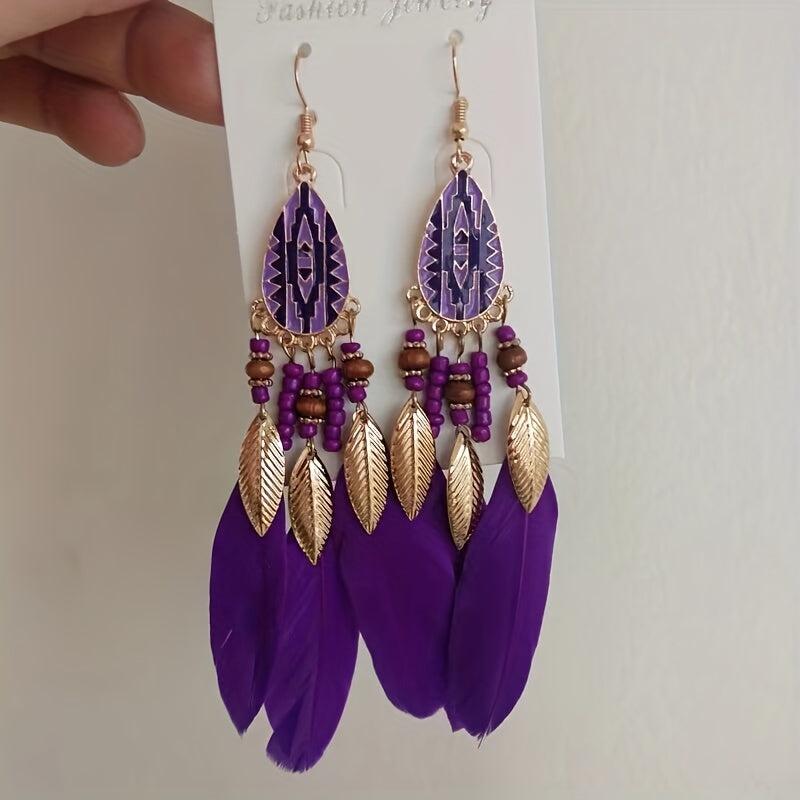 Boho Feather Tassel Earrings - Stylish and Versatile Jewelry