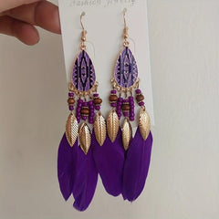 Boho Feather Tassel Earrings - Stylish and Versatile Jewelry