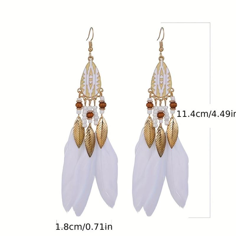 Boho Feather Tassel Earrings - Stylish and Versatile Jewelry