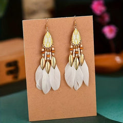 Boho Feather Tassel Earrings - Stylish and Versatile Jewelry