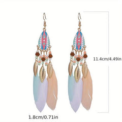 Boho Feather Tassel Earrings - Stylish and Versatile Jewelry