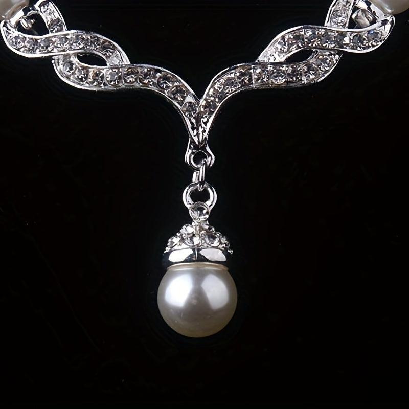Bead Rhinestone Bridal Necklace Set Wedding Jewelry Accessories