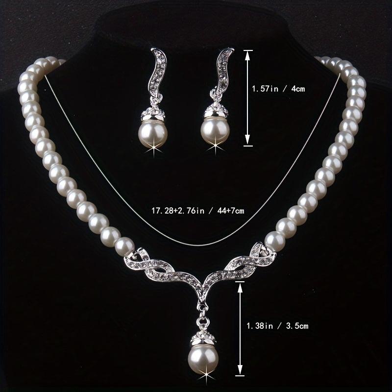 Bead Rhinestone Bridal Necklace Set Wedding Jewelry Accessories
