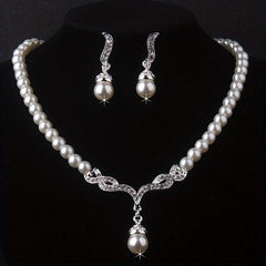 Bead Rhinestone Bridal Necklace Set Wedding Jewelry Accessories