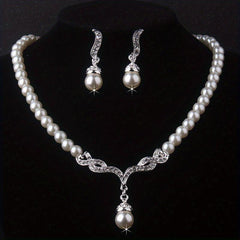 Bead Rhinestone Bridal Necklace Set Wedding Jewelry Accessories