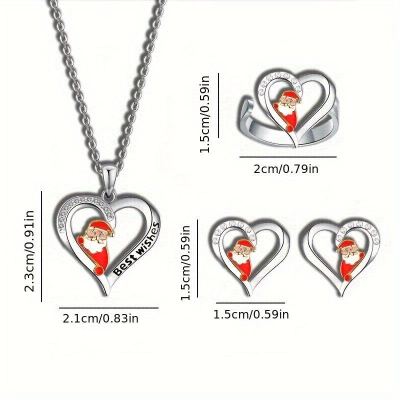 Women Santa Claus Love Ring Set Holiday Jewelry Gift