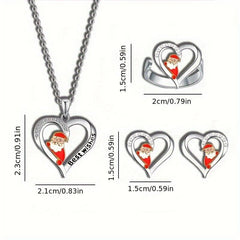 Women Santa Claus Love Ring Set Holiday Jewelry Gift