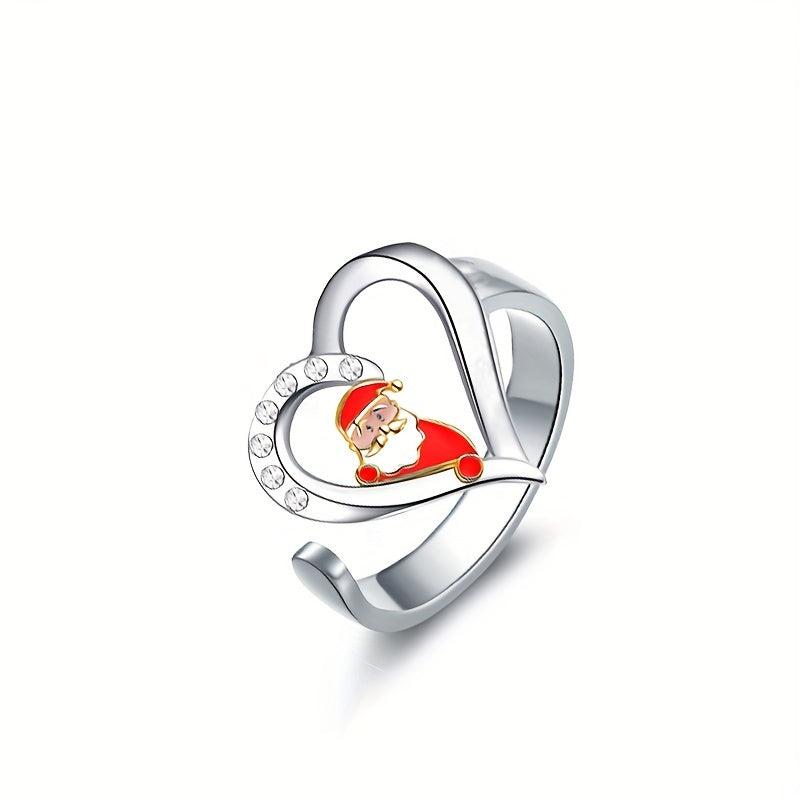 Women Santa Claus Love Ring Set Holiday Jewelry Gift