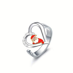 Women Santa Claus Love Ring Set Holiday Jewelry Gift