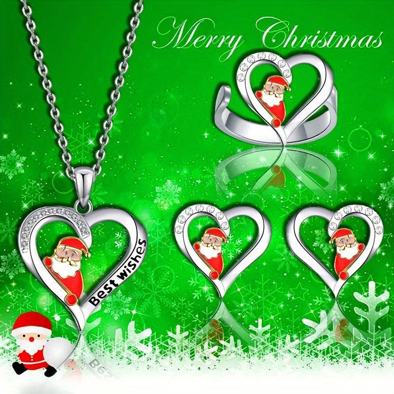 Women Santa Claus Love Ring Set Holiday Jewelry Gift