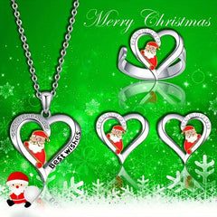Women Santa Claus Love Ring Set Holiday Jewelry Gift