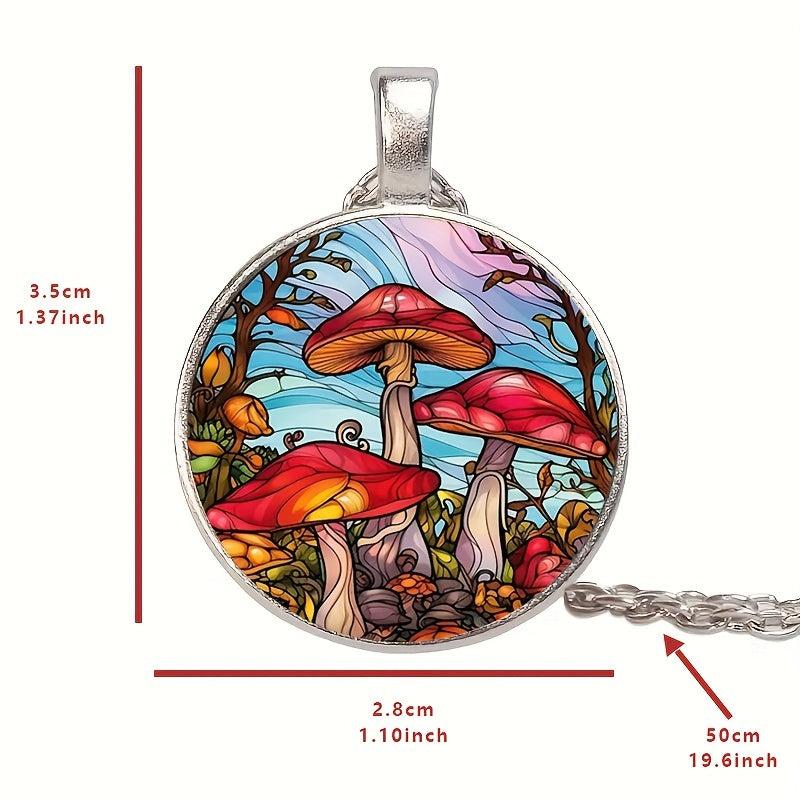 Round Mushroom Crystal Bead Pendant Necklace For Men And Women