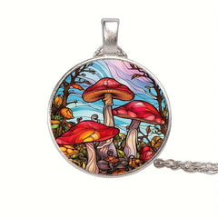 Round Mushroom Crystal Bead Pendant Necklace For Men And Women