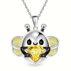 Heart Gemstone Bee Pendant Necklace - Perfect Gift for Her