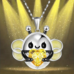 Heart Gemstone Bee Pendant Necklace - Perfect Gift for Her