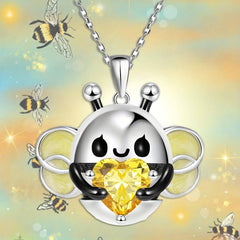 Heart Gemstone Bee Pendant Necklace - Perfect Gift for Her