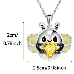 Heart Gemstone Bee Pendant Necklace - Perfect Gift for Her