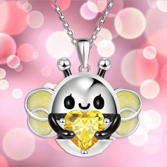 Heart Gemstone Bee Pendant Necklace - Perfect Gift for Her