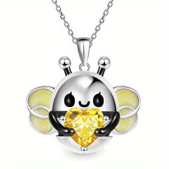 Heart Gemstone Bee Pendant Necklace - Perfect Gift for Her