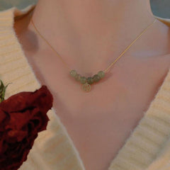 Fairy Glass Stone Bead Necklace Female Niche Sense Jade Stone Clavicle Chain