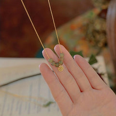 Fairy Glass Stone Bead Necklace Female Niche Sense Jade Stone Clavicle Chain